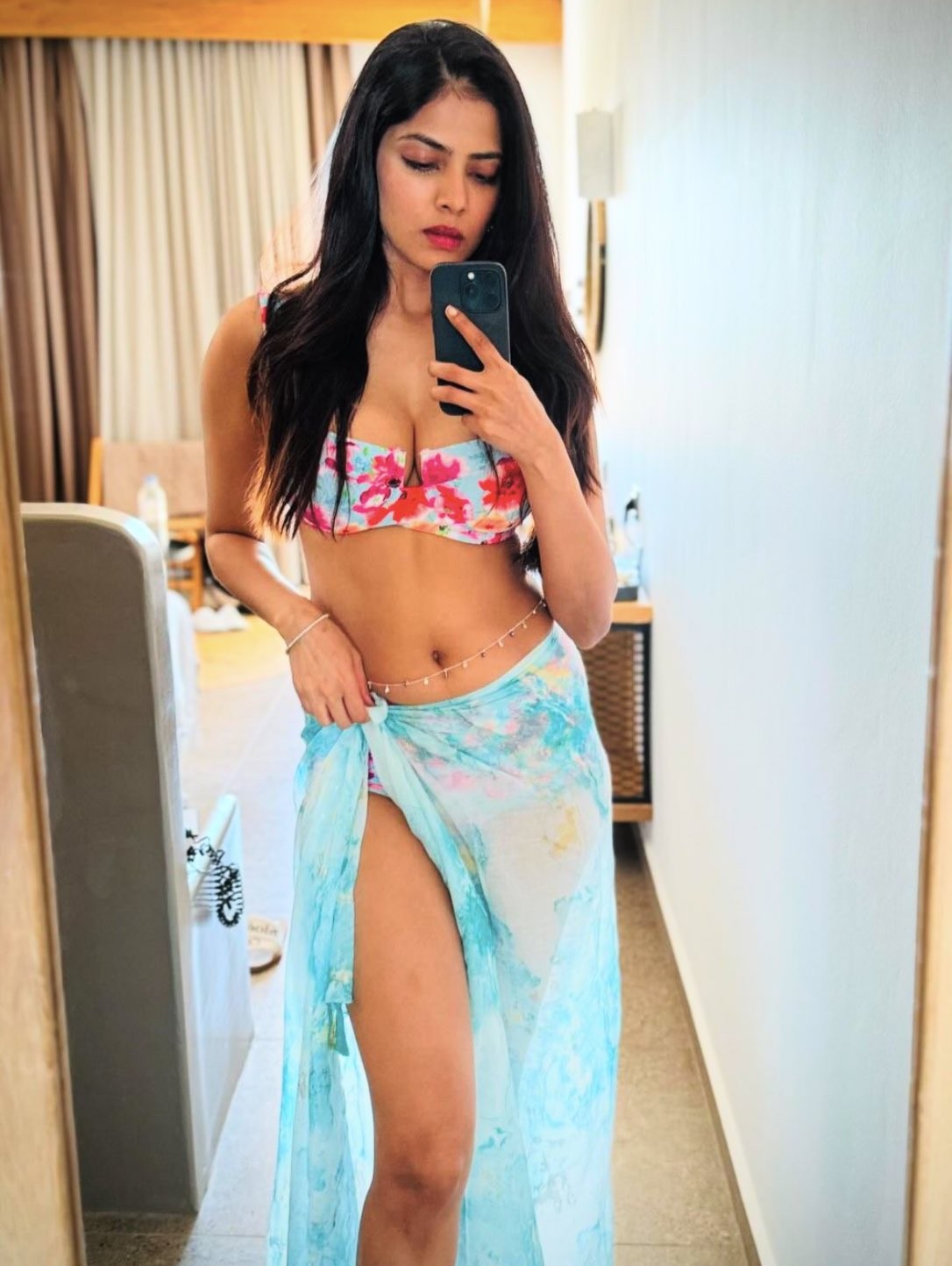 Malavika Mohanan’s Beach Glamour: Floral Bikini and Sun-Kissed Vibes