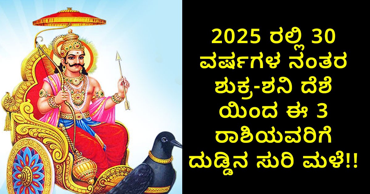 2025 ರಲ್ಲಿ 30 ವರ್ಷಗಳ ನಂತರ ಶುಕ್ರ-ಶನಿ ದೆಶೆ ಯಿಂದ  ಈ 3 ರಾಶಿಯವರಿಗೆ ದುಡ್ಡಿನ ಸುರಿ ಮಳೆ