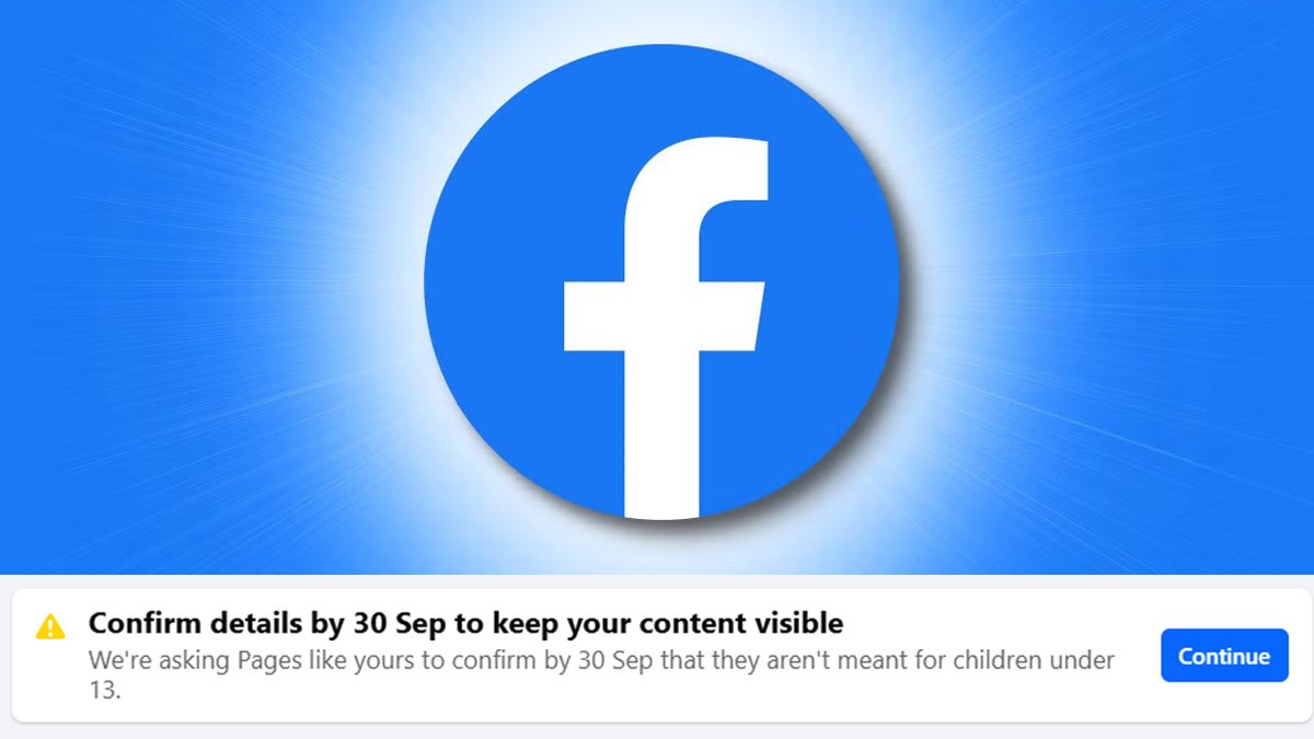 Facebook Page Alert: Confirming Content Not Meant for Children Under 13