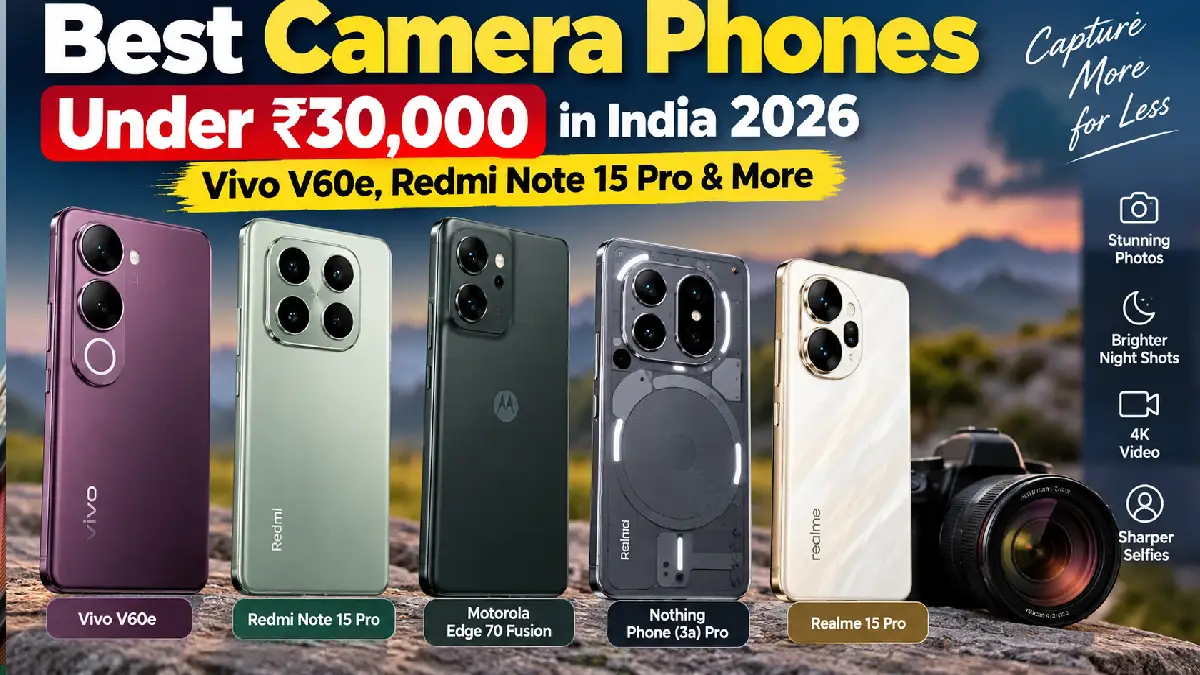 Best Camera Phones Under Rs 30,000 in India 2026: Vivo V60e, Redmi Note 15 Pro & More