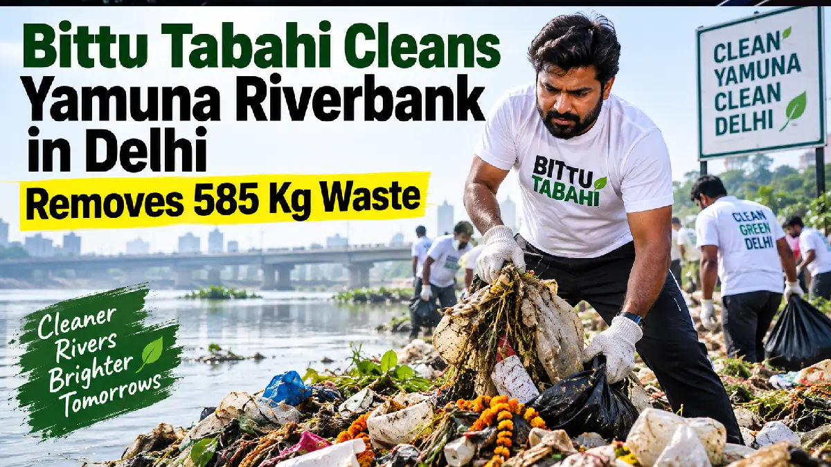 Bittu Tabahi Cleans Yamuna Riverbank in Delhi, Removes 585 Kg Waste