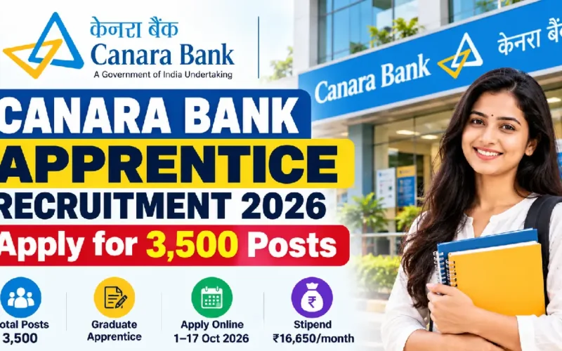 Canara Bank Apprentice Recruitment 2026: Apply for 3,500 Posts