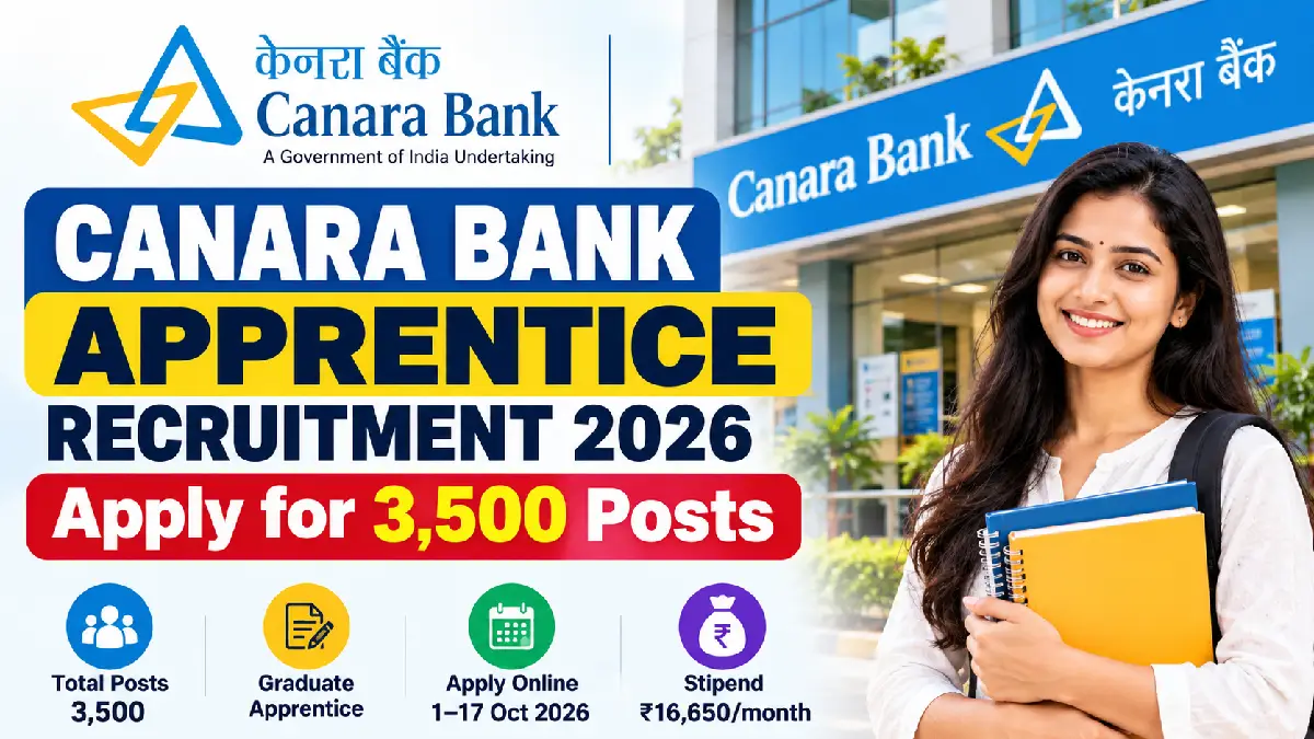 Canara Bank Apprentice Recruitment 2026: Apply for 3,500 Posts