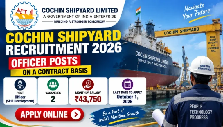 Cochin Shipyard Recruitment 2026: Officer Posts, ₹43,750 Salary, Apply Online