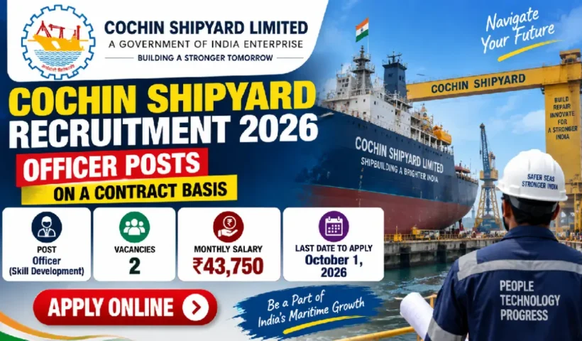 Cochin Shipyard Recruitment 2026: Officer Posts, ₹43,750 Salary, Apply Online
