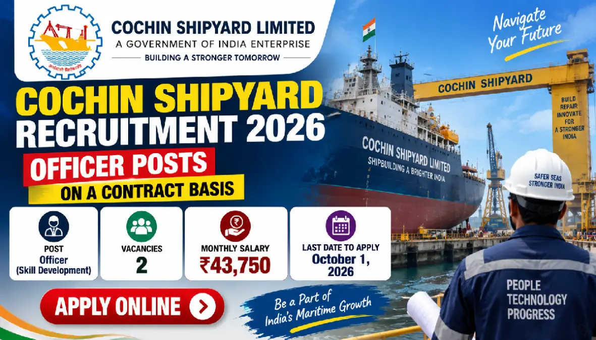 Cochin Shipyard Recruitment 2026: Officer Posts, ₹43,750 Salary, Apply Online
