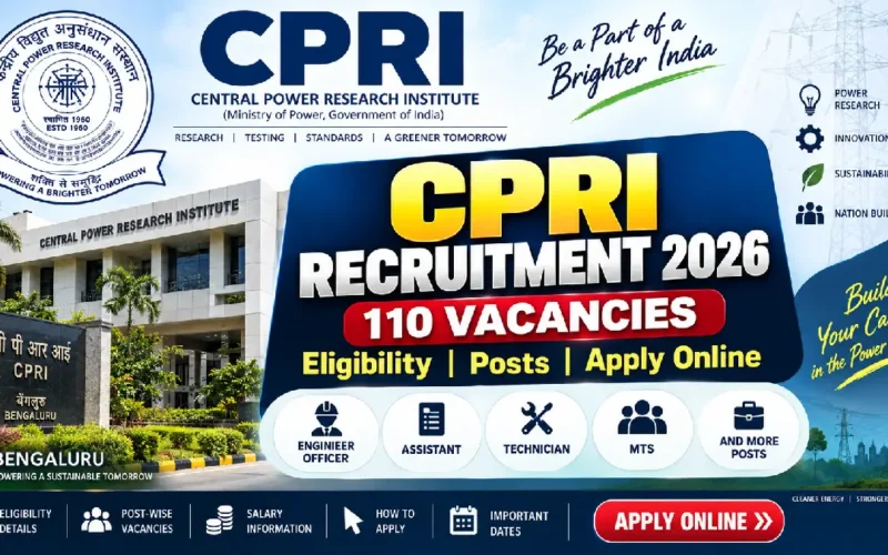 CPRI Recruitment 2026 in Bengaluru: 110 Vacancies, Eligibility, Posts & Apply Online