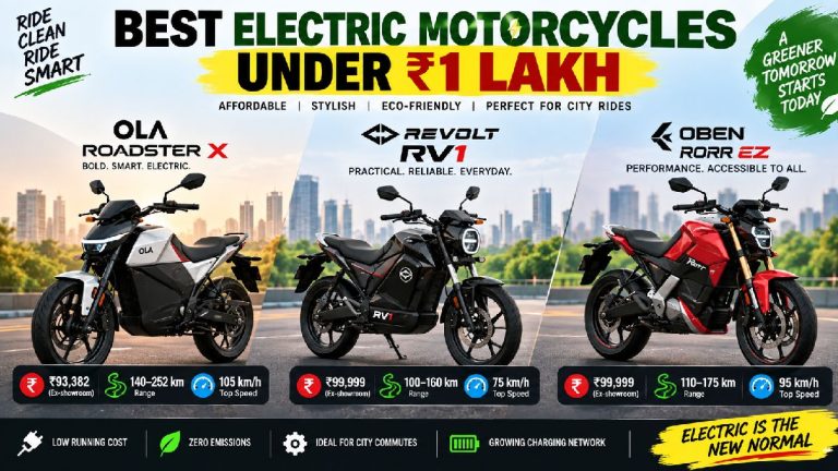 Best Electric Motorcycles Under ₹1 Lakh in India: Ola Roadster X, Revolt RV1 & Oben Rorr EZ