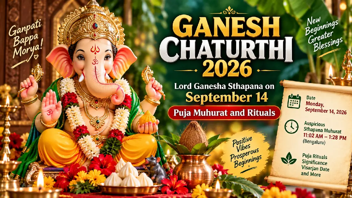 Ganesh Chaturthi 2026: Lord Ganesha Sthapana on September 14, Puja Muhurat and Rituals