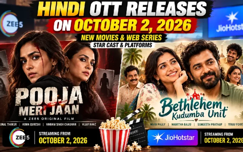 Hindi OTT Releases October 2, 2026: New Movies & Web Series, Cast and Platforms