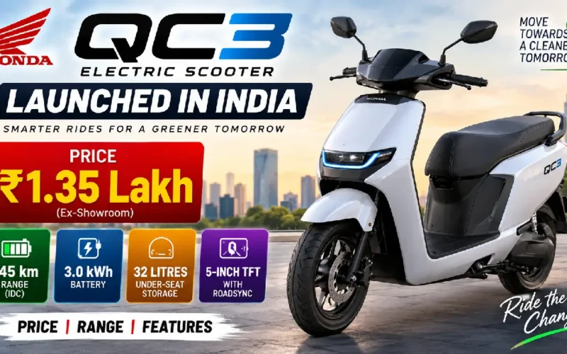 Honda QC3 Electric Scooter Launched at ₹1.35 Lakh: Price, Range and Features
