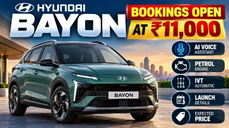 Hyundai Bayon Bookings Open at ₹11,000: AI Voice, Engine, Launch & Price Details