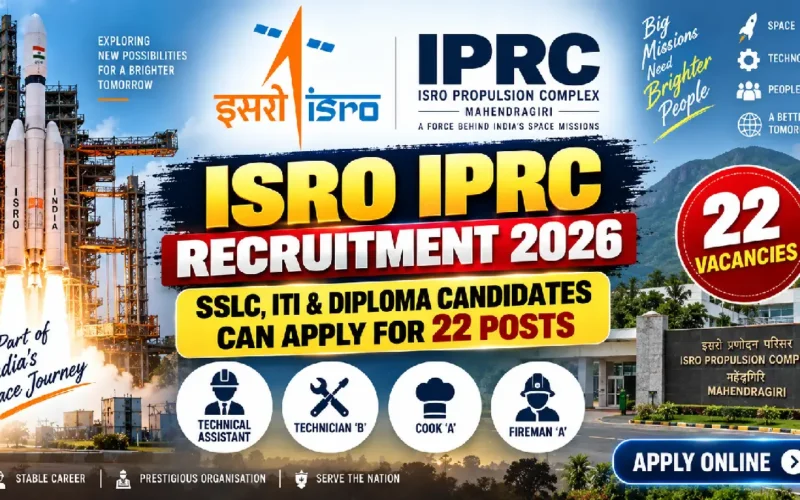 ISRO IPRC Recruitment 2026: SSLC, ITI & Diploma Candidates Can Apply for 22 Posts