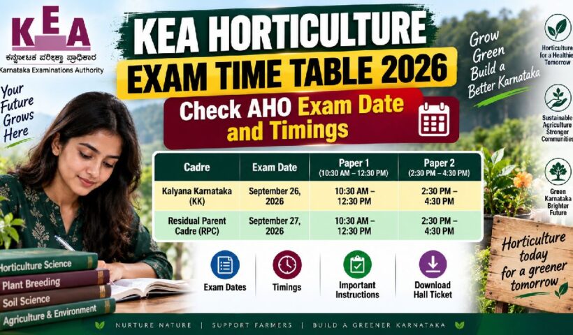 KEA Horticulture Exam Time Table 2026: Check AHO Exam Date and Timings