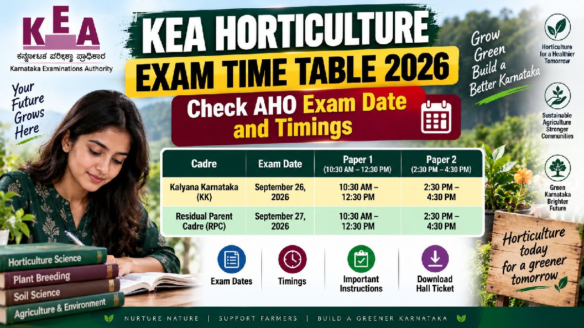KEA Horticulture Exam Time Table 2026: Check AHO Exam Date and Timings