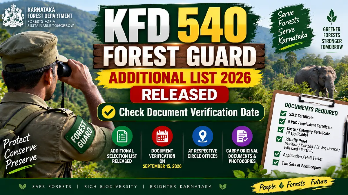 KFD 540 Forest Guard Additional List 2026 Released: Check Document Verification Date
