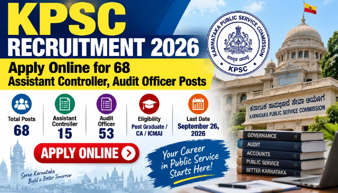 KPSC Recruitment 2026: Apply Online for 68 Assistant Controller, Audit Officer Posts