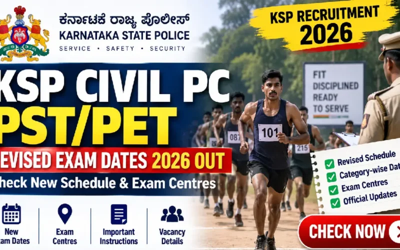 KSP Civil PC PST/PET Revised Exam Dates 2026 Out: Check New Schedule & Exam Centres