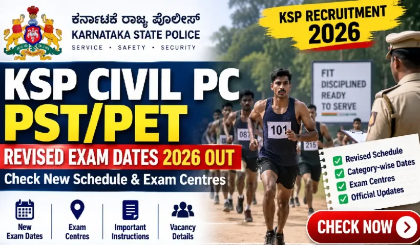 KSP Civil PC PST/PET Revised Exam Dates 2026 Out: Check New Schedule & Exam Centres