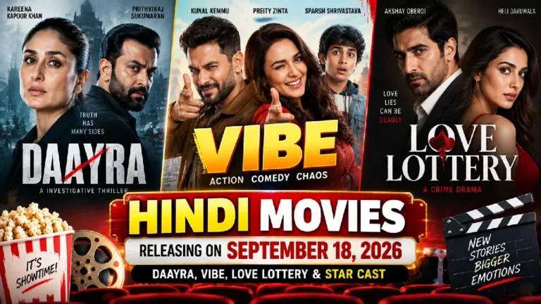 Hindi Movies Releasing on September 18, 2026: Daayra, VIBE, Love Lottery & Star Cast