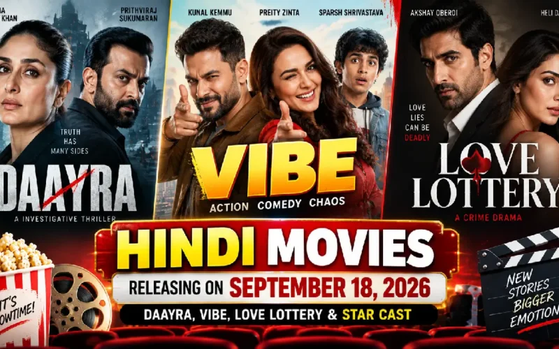 Hindi Movies Releasing on September 18, 2026: Daayra, VIBE, Love Lottery & Star Cast