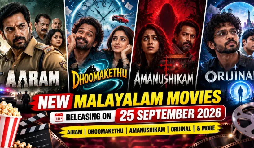 New Malayalam Movies Releasing on September 25, 2026: Aaram, Dhoomakethu, Amanushikam & More