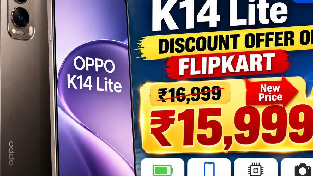 OPPO K14 Lite Discount Offer on Flipkart: Check New Price at ₹15,999