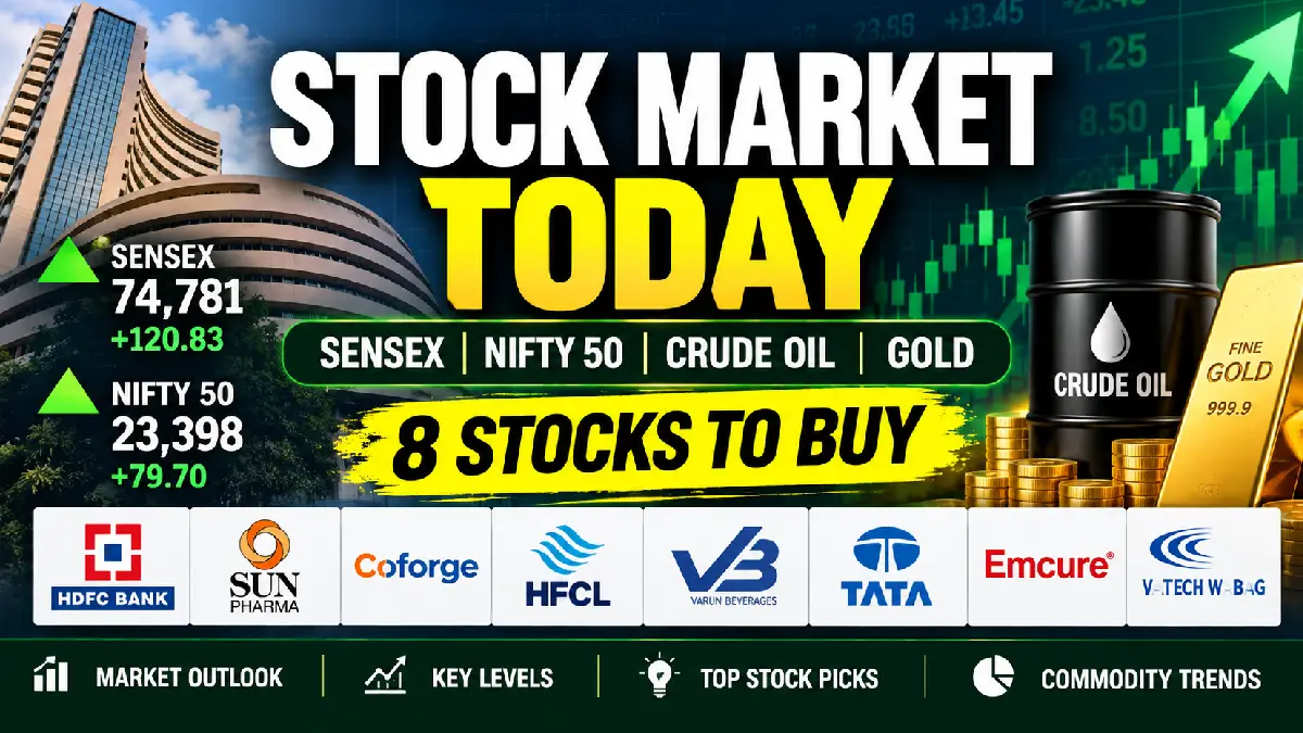 Stock Market Today: Sensex, Nifty, Crude Oil, Gold & 8 Stocks to Buy