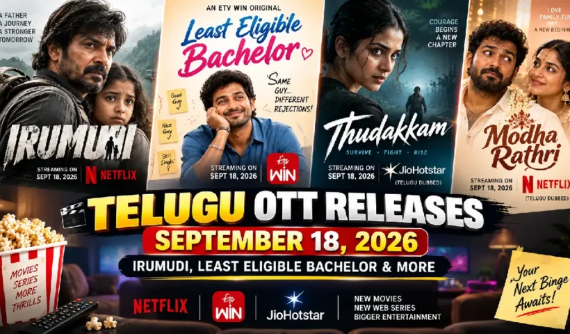 Telugu OTT Releases September 18, 2026: Irumudi, Least Eligible Bachelor & More