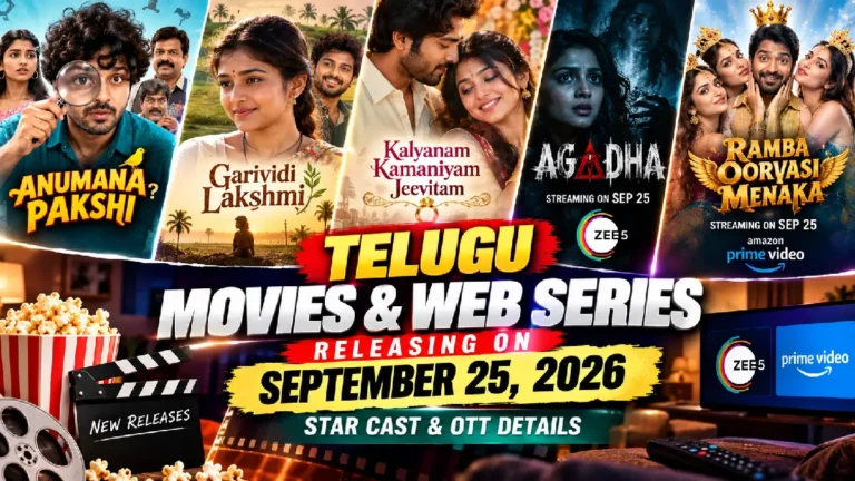 Telugu Movies and Web Series Releasing on September 25, 2026: Star Cast & OTT Details