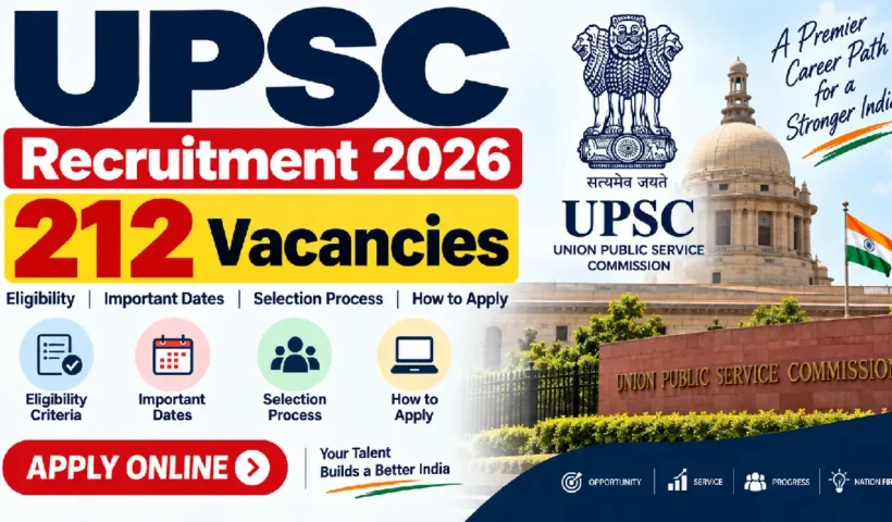 UPSC Recruitment 2026: 212 Vacancies, Eligibility, Dates and Apply Online