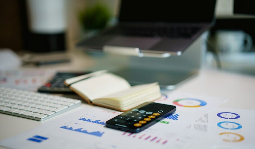 Financial report and calculations representing quarterly company earnings