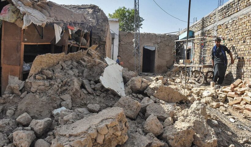 Archival illustrative image of earthquake-damaged homes in southwestern Pakistan