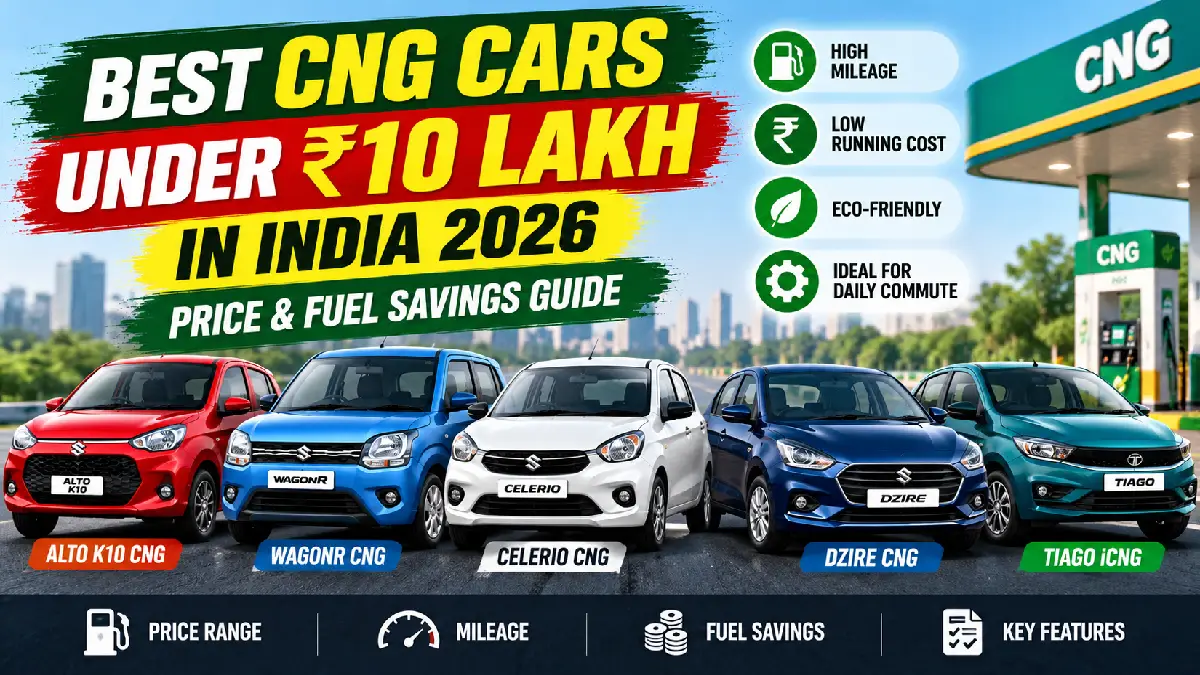 Best CNG Cars Under ₹10 Lakh in India 2026: Price & Fuel Savings Guide