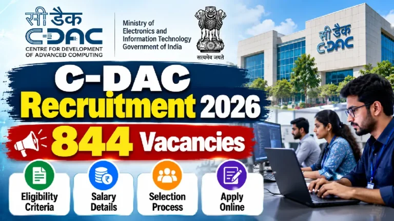 C-DAC Recruitment 2026: 844 Vacancies, Eligibility, Salary & Apply Online