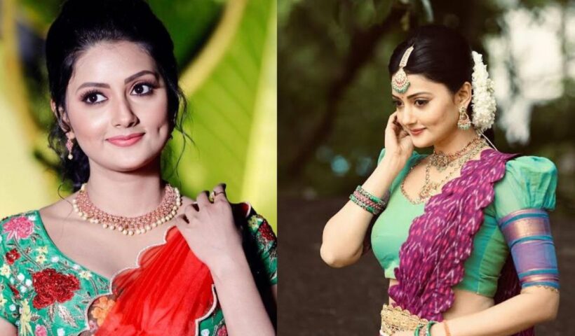 Debjani Modak in a red saree and embroidered blouse, featured image for her biography on Infoflick