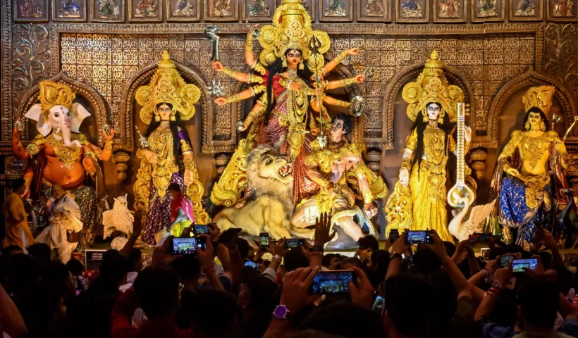Durga Puja pandal celebration