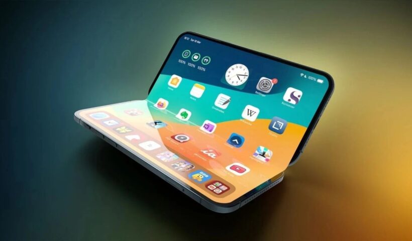 Concept render of a foldable iPhone-style smartphone illustrating Apple's iPhone Duo preorders