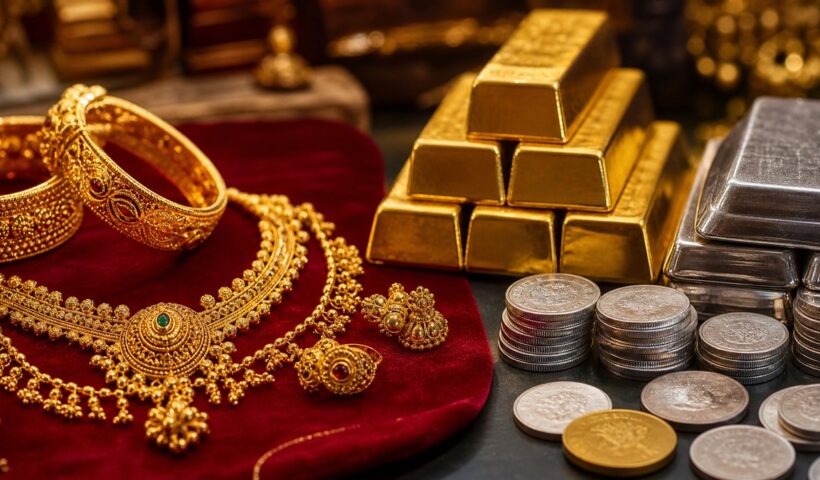 Gold jewellery and bullion representing India's festive gold market