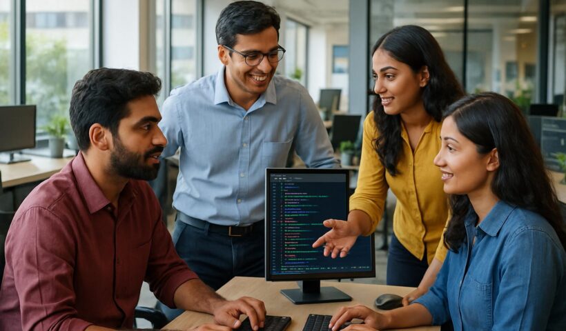 Indian technology professionals working together in an office, used as a representative image