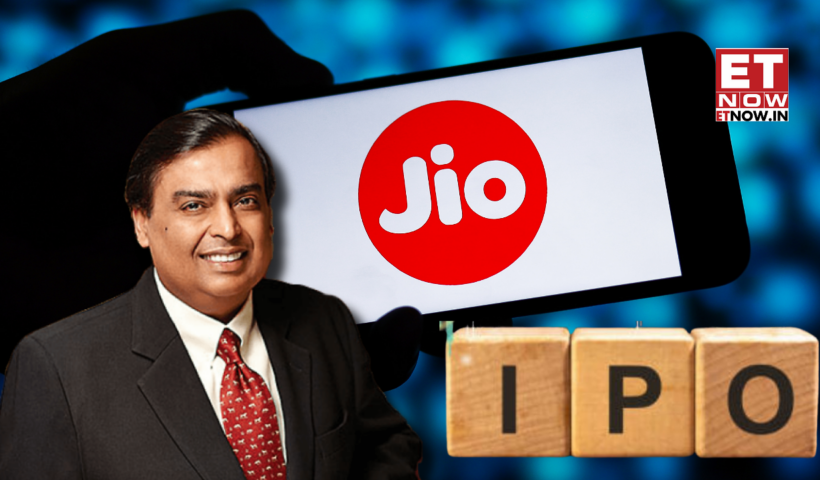 Jio logo with IPO lettering in a news illustration