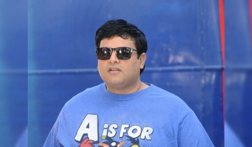 Telugu actor Krishnudu wearing sunglasses and a blue T-shirt, featured image for his biography