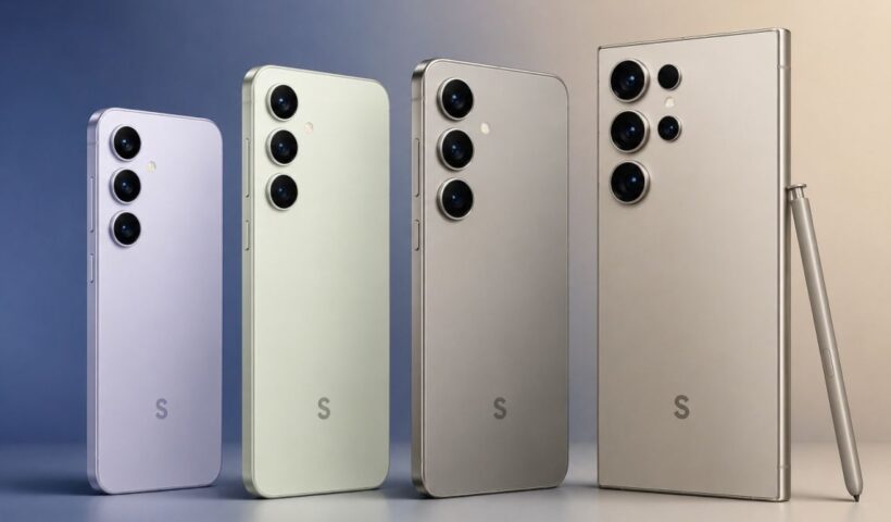 Concept image illustrating a rumoured four-model Galaxy S27 lineup