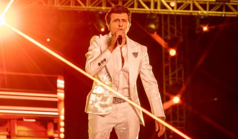 Singer Sonu Nigam performing on stage