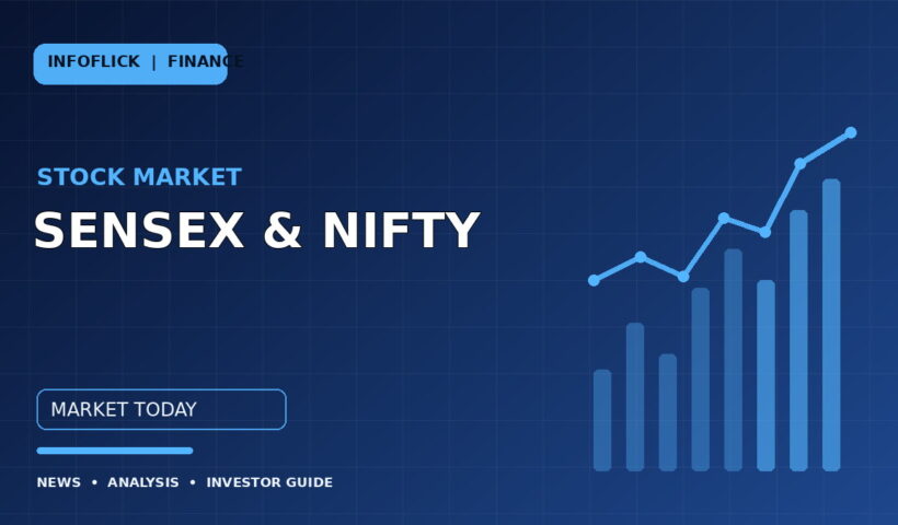 Infoflick Finance thumbnail for Sensex and Nifty stock market today