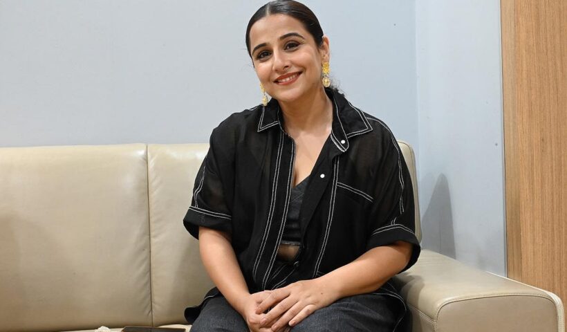 Vidya Balan seated during an interview